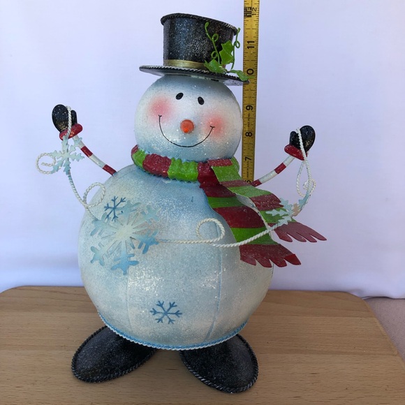 Vintage Metal Wiggle Snow Man Bouncing On A Spring Christmas Tabletop Decor 12” - Picture 9 of 12